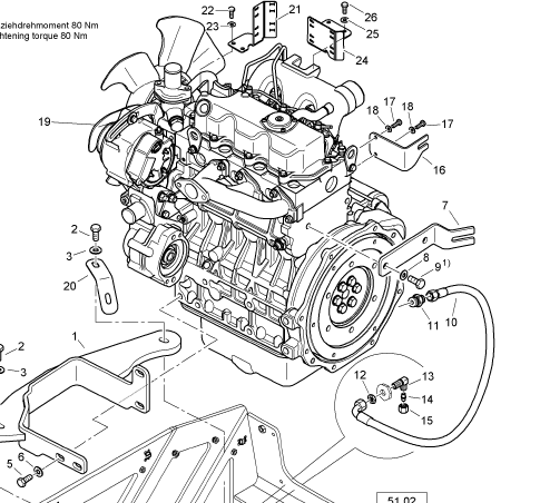  BOMAG diesel engine assembly part number 05701639