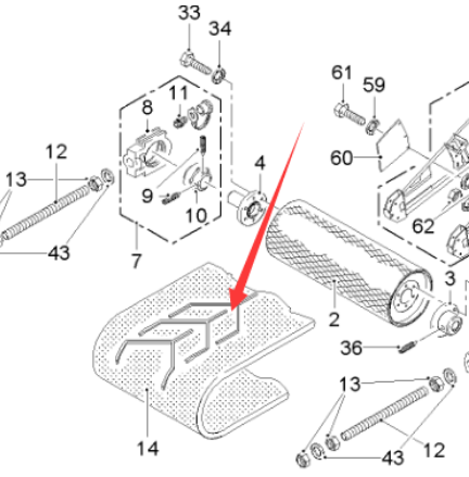The part number of the secondary feeding belt of  milling machine is 57482
