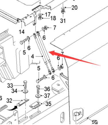  engine cover gas spring part number 2071982