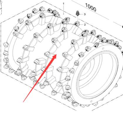  one-meter milling drum part number 2228951