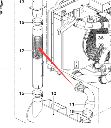  milling machine exhaust bellows straight pipe part number 2048675