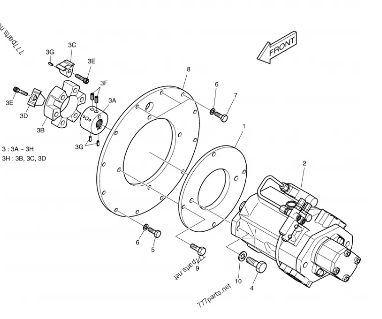 Excavator Hydraulic Pump Excavator Parts SOLAR75-V 401-00327 401-00327 