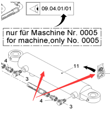  road milling machine rear steering cylinder part number 2053646