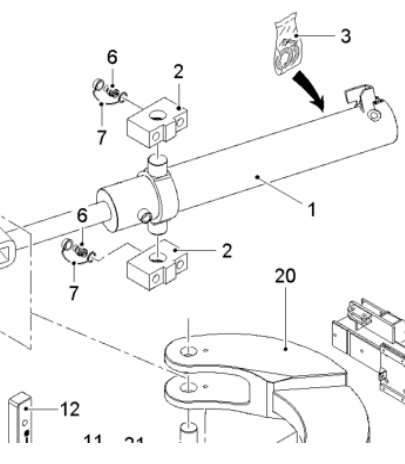  road milling machine front steering cylinder part number 2203983