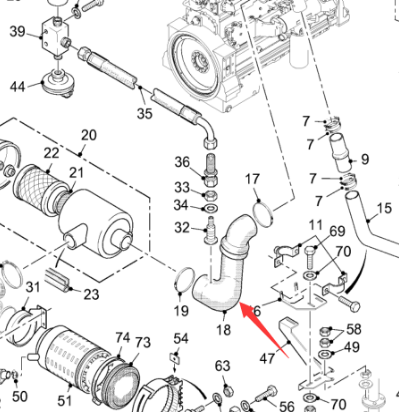 road milling machine air intake pipe (variable diameter) part number 193641