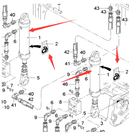  road milling machine milling drum lifting cylinder part number 154551