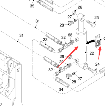  road milling machine milling drum front door cylinder part number 137237