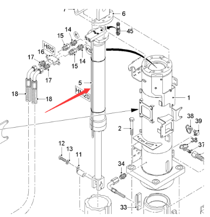  road milling machine with sensor support leg cylinder part number 2371751