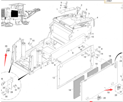  road milling machine side cover lock part number 34867