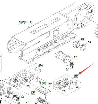  road milling machine walking chain rail assembly part number 178540