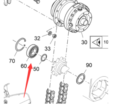 V ö gel paver spiral lower sprocket bearing part number 2023895
