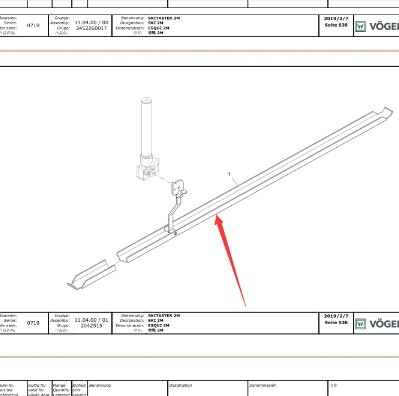 Vö pavers  2 meter leveling large sliding shoe part number 2042515