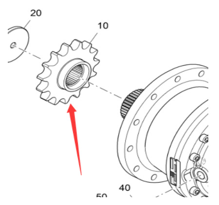Vö pavers  Scraper upper sprocket part number 2313254