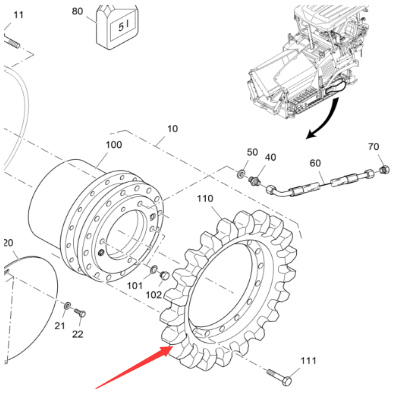 Vö pavers    Traveling drive gear tooth part number 2043368