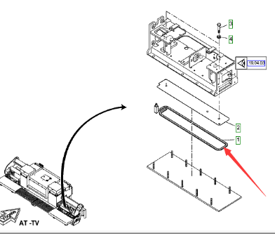 Vö pavers    Right telescopic heating rod base plate part number 2043840
