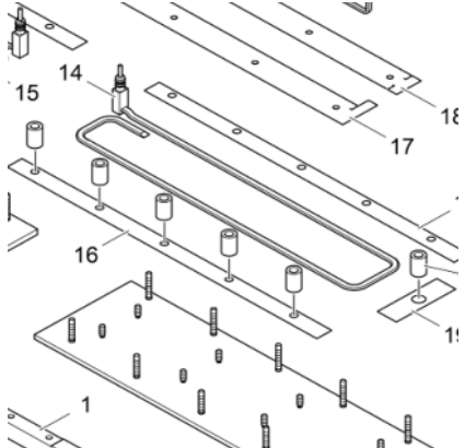 Vö pavers  0.75 meter heating rod bottom plate left part number 2121689