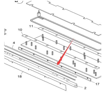 Vö pavers   Extension of 1.25 meters, iron plate wear strip part number 2333769