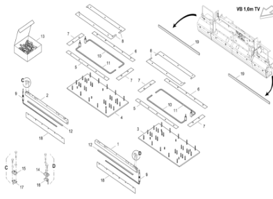 Vö pavers   Straight Plate Paver 1 meter Screed Repair Kit Part Number 2166462