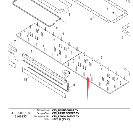 Vö pavers   Screed bottom plate left part number 4602418916