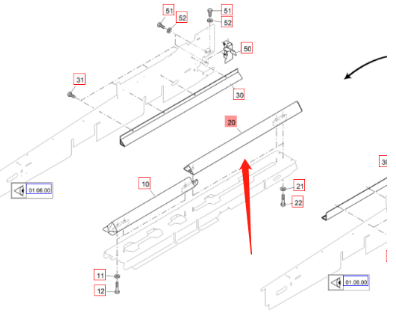 Vö pavers  Part number 2411061 of the middle and rear guard board