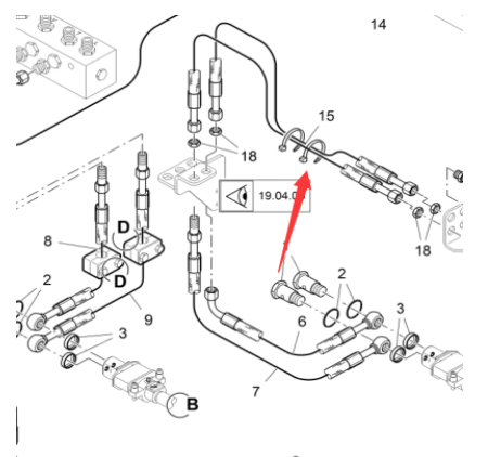 Vö pavers Dynamic compaction hydraulic oil pipe part number 2060923