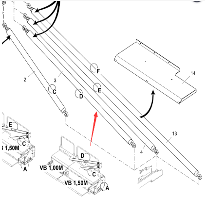Vö pavers 2.45 meter iron plate support bar part number 2312645