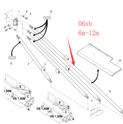 Vö pavers  6-12 meter Screed Support Bar Part Number 2312730