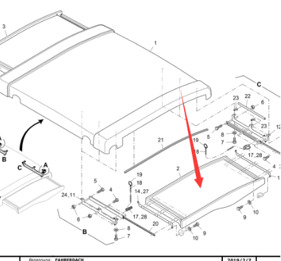 Vö pavers   Sliding roof part number 203395