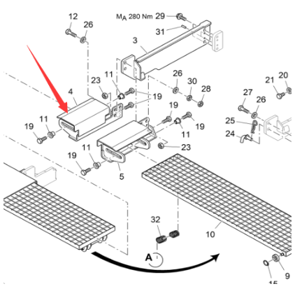 Vö Paver   Right bracket part number 2057110