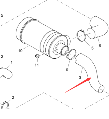 Vö Paver  Air filter intake hose part number 2036708