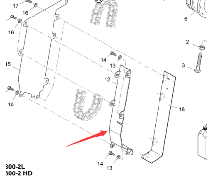 Vö Paver   Left scraper chain rear guard part number 2245443