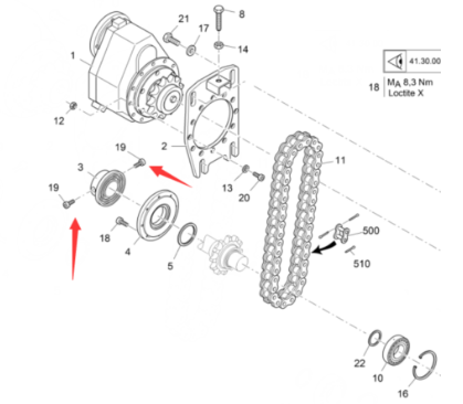 Vö Paver Lower sprocket flange bolt part number 9512200912