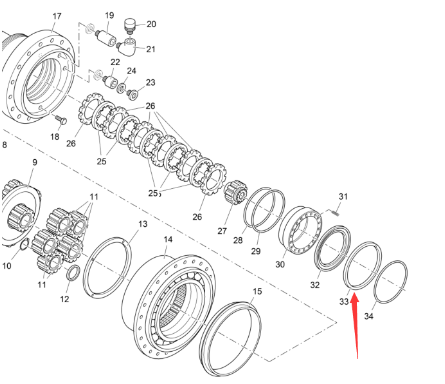 Vö Paver   Traveling reducer locking ring part number 2005874