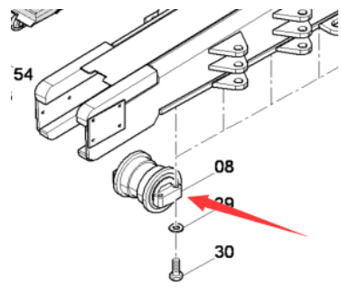 DYNAPAC accessory support wheel part number 4749300228