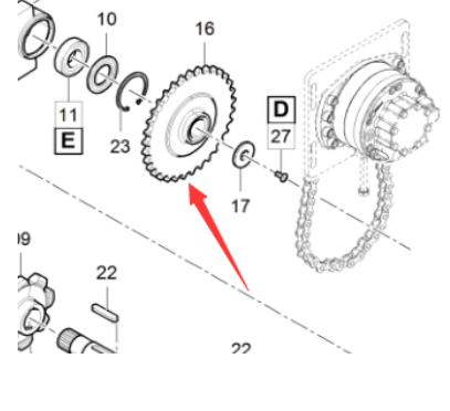 DYNAPAC paver scraper lower sprocket part number 4812027420