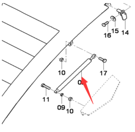 DYNAPAC engine hood gas spring part number D930220812
