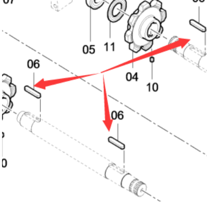 DYNAPAC scraper sprocket shaft flat key part number D931701638