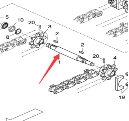 DYNAPAC scraper drive sprocket shaft part number 30005631