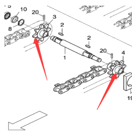 DYNAPAC scraper sprocket shaft sprocket part number 38000690