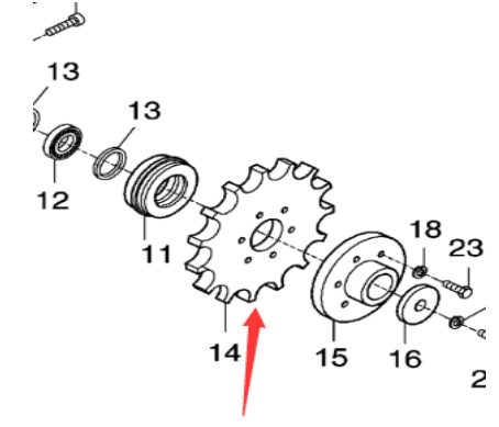 DYNAPAC scraper lower sprocket part number 38000723