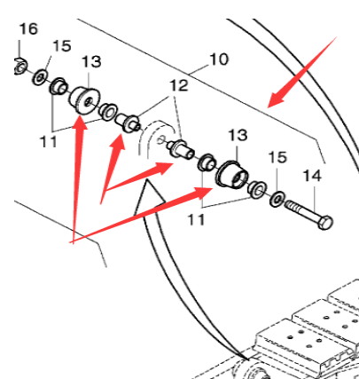 F141C paver track support roller part number 755170900