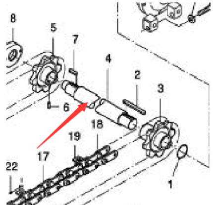 Paver accessories scraper sprocket shaft part number 774060725