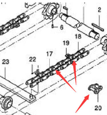 Paver parts maintenance scraper large chain part number D933023062
