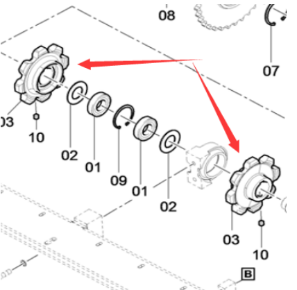 F2500C accessory scraper sprocket shaft sprocket (inner side) part number 4812023696