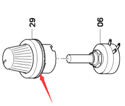 Speed potentiometer knob part number D977599035