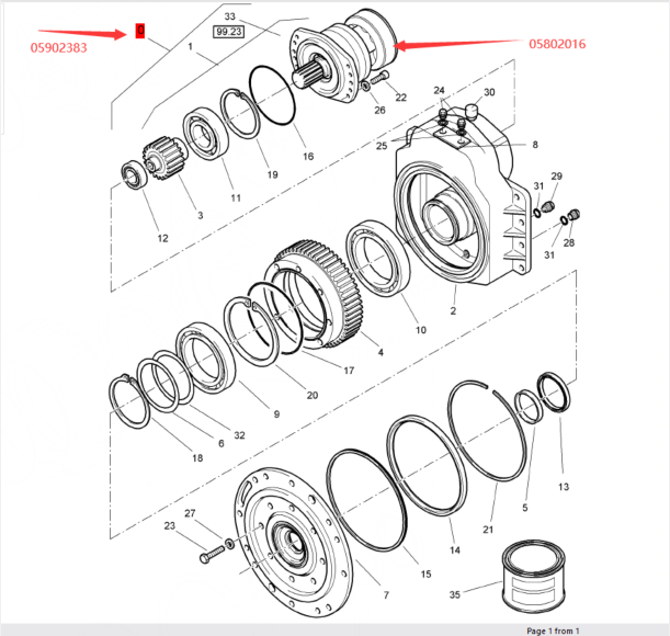 BOMAG walking motor part number 05802016