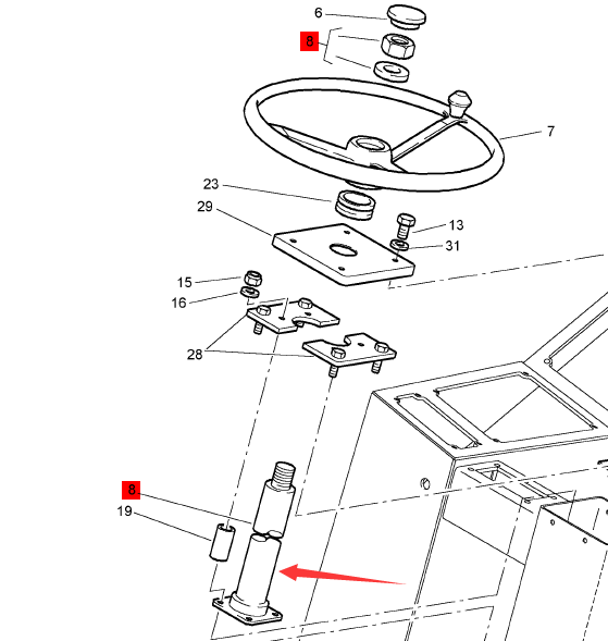BOMAG steering column part number 05902204