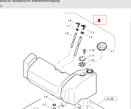 BOMAG diesel tank part number 88016007