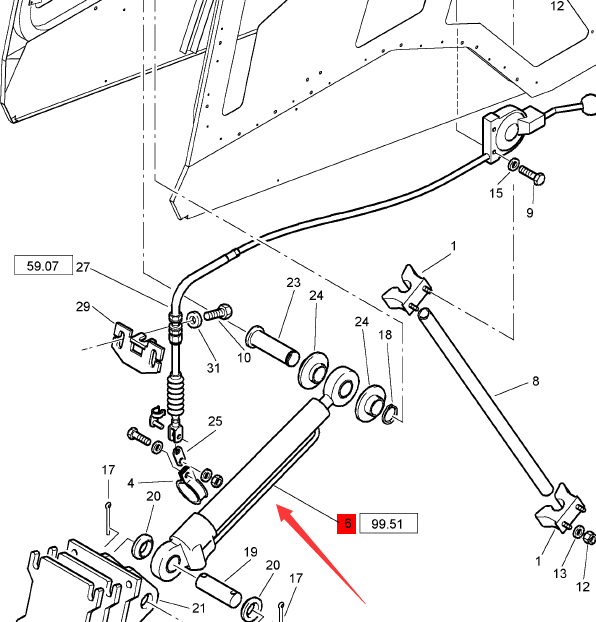 BOMAG roof oil cylinder part number 05850091