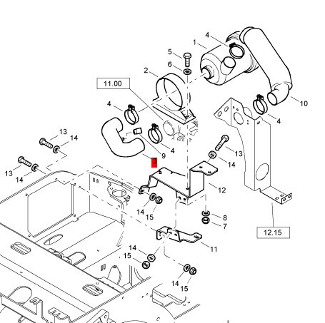BOMAG engine intake pipe part number 88010501